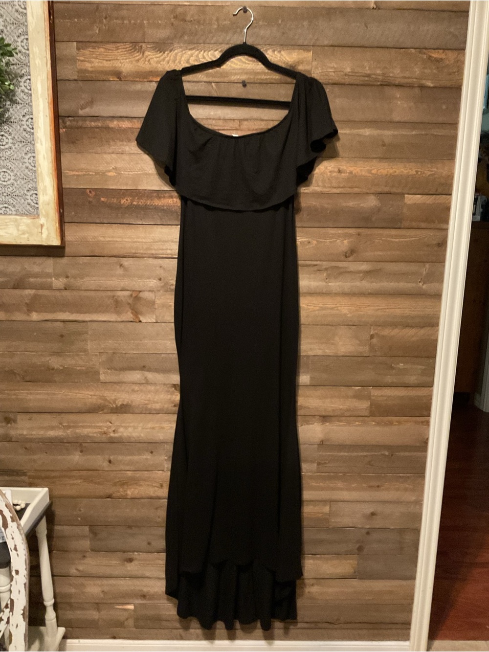 Pink Blush Black Off The Shoulder Maxi Maternity Dress Size Small